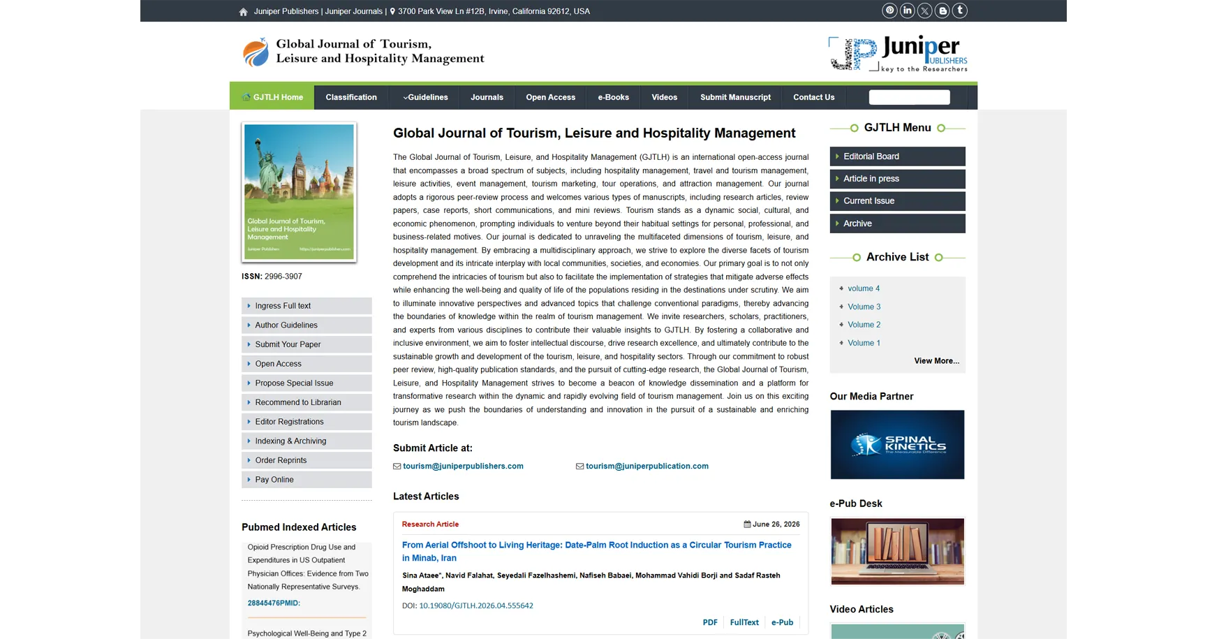 Global Journal of Tourism, Leisure and Hospitality Management
